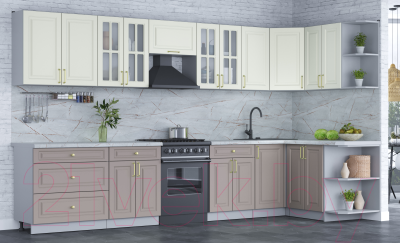 Готовая кухня Интерлиния Мила Шато 1.5x3.6 правая