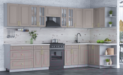 Готовая кухня Интерлиния Мила Шато 1.5x3.6 правая