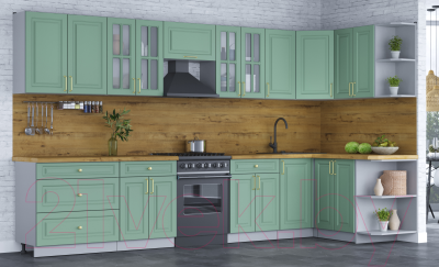 Готовая кухня Интерлиния Мила Шато 1.5x3.6 правая