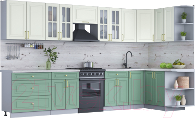 Готовая кухня Интерлиния Мила Шато 1.5x3.6 правая - фото