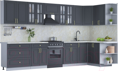 Готовая кухня Интерлиния Мила Шато 1.5x3.6 правая - фото