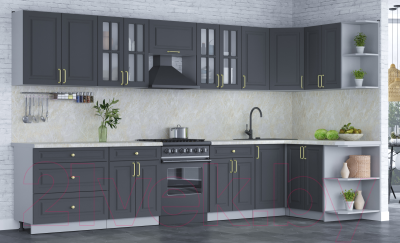 Готовая кухня Интерлиния Мила Шато 1.5x3.6 правая