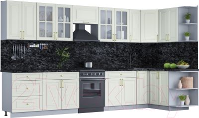 Готовая кухня Интерлиния Мила Шато 1.5x3.7 правая - фото