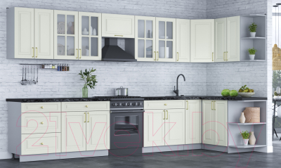 Готовая кухня Интерлиния Мила Шато 1.5x3.7 правая