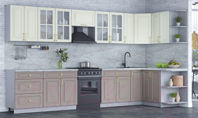 Готовая кухня Интерлиния Мила Шато 1.5x3.7 правая