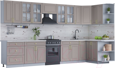 Готовая кухня Интерлиния Мила Шато 1.5x3.7 правая - фото