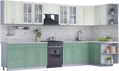 Готовая кухня Интерлиния Мила Шато 1.5x3.7 правая - фото