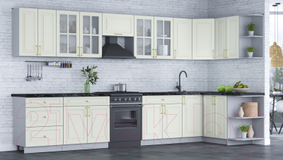 Готовая кухня Интерлиния Мила Шато 1.5x3.8 правая