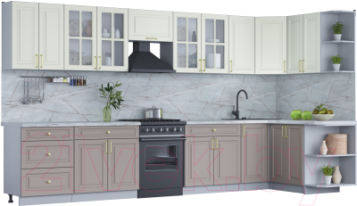 Готовая кухня Интерлиния Мила Шато 1.5x3.8 правая - фото