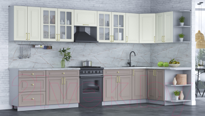 Готовая кухня Интерлиния Мила Шато 1.5x3.8 правая