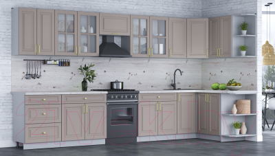 Готовая кухня Интерлиния Мила Шато 1.5x3.8 правая