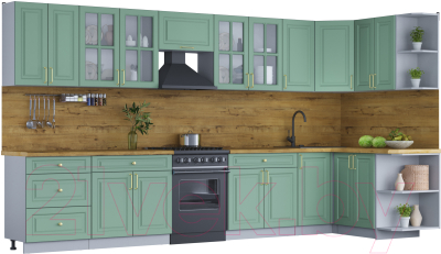 Готовая кухня Интерлиния Мила Шато 1.5x3.8 правая - фото