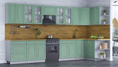 Готовая кухня Интерлиния Мила Шато 1.5x3.8 правая