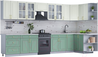 Готовая кухня Интерлиния Мила Шато 1.5x3.8 правая - фото