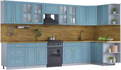 Готовая кухня Интерлиния Мила Шато 1.5x3.8 правая - фото