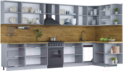 Готовая кухня Интерлиния Мила Шато 1.5x3.8 правая