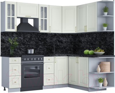 Готовая кухня Интерлиния Мила Шато 1.7x2.2 правая - фото