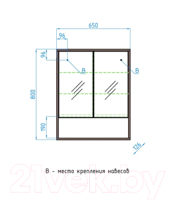 Шкаф с зеркалом для ванной Style Line Экзотик 65
