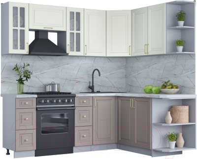 Готовая кухня Интерлиния Мила Шато 1.7x2.2 правая - фото