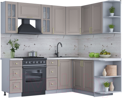 Готовая кухня Интерлиния Мила Шато 1.7x2.2 правая - фото