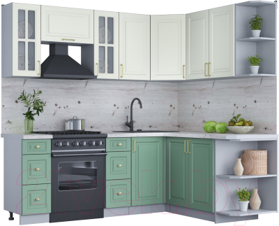 Готовая кухня Интерлиния Мила Шато 1.7x2.2 правая - фото