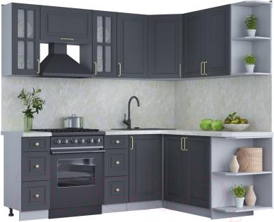 Готовая кухня Интерлиния Мила Шато 1.7x2.2 правая - фото