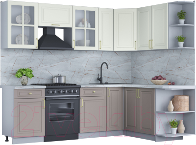 Готовая кухня Интерлиния Мила Шато 1.7x2.5 правая - фото