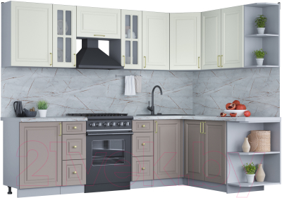 Готовая кухня Интерлиния Мила Шато 1.7x2.7 правая - фото