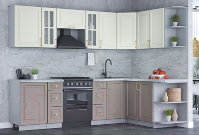 Готовая кухня Интерлиния Мила Шато 1.7x2.7 правая