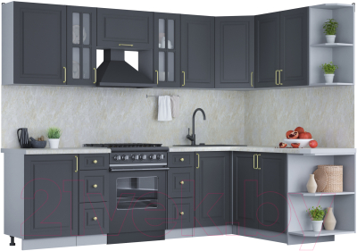 Готовая кухня Интерлиния Мила Шато 1.7x2.7 правая - фото