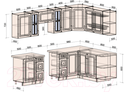 Готовая кухня Интерлиния Мила Шато 1.7x2.7 правая