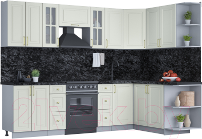 Готовая кухня Интерлиния Мила Шато 1.7x2.8 правая - фото