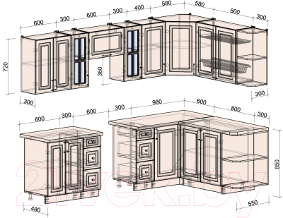 Готовая кухня Интерлиния Мила Шато 1.7x2.8 правая