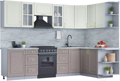 Готовая кухня Интерлиния Мила Шато 1.7x2.9 правая - фото