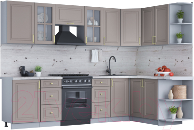 Готовая кухня Интерлиния Мила Шато 1.7x2.9 правая - фото