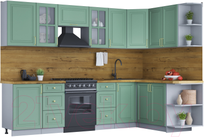 Готовая кухня Интерлиния Мила Шато 1.7x2.9 правая - фото