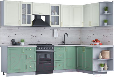 Готовая кухня Интерлиния Мила Шато 1.7x2.9 правая - фото