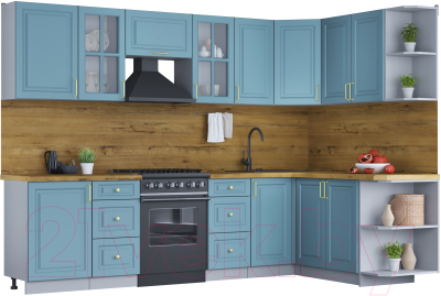 Готовая кухня Интерлиния Мила Шато 1.7x2.9 правая - фото