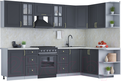 Готовая кухня Интерлиния Мила Шато 1.7x2.9 правая - фото