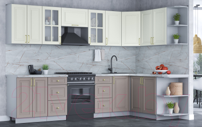 Готовая кухня Интерлиния Мила Шато 1.7x3.0 правая