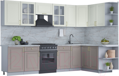 Готовая кухня Интерлиния Мила Шато 1.7x3.1 правая - фото