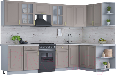 Готовая кухня Интерлиния Мила Шато 1.7x3.1 правая - фото