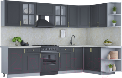 Готовая кухня Интерлиния Мила Шато 1.7x3.1 правая - фото