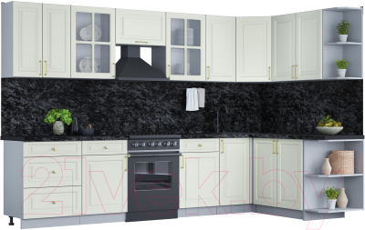 Готовая кухня Интерлиния Мила Шато 1.7x3.2 правая - фото