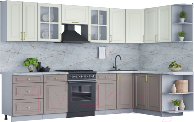 Готовая кухня Интерлиния Мила Шато 1.7x3.2 правая - фото