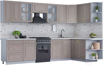 Готовая кухня Интерлиния Мила Шато 1.7x3.2 правая - фото