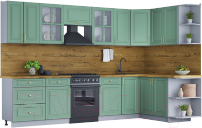 Готовая кухня Интерлиния Мила Шато 1.7x3.2 правая - фото