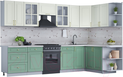 Готовая кухня Интерлиния Мила Шато 1.7x3.2 правая - фото