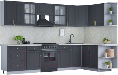 Готовая кухня Интерлиния Мила Шато 1.7x3.2 правая - фото