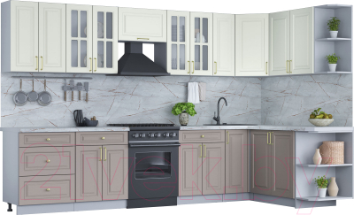 Готовая кухня Интерлиния Мила Шато 1.7x3.3 правая - фото